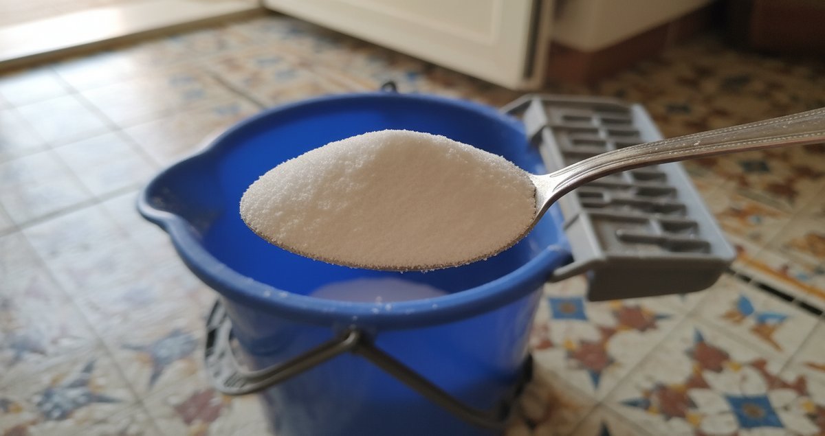 un-cucchiaio-polvere-dispensa-mocio-piastrelle-nuove